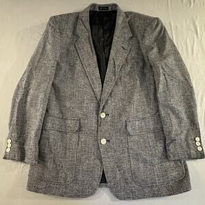 Vintage Jordache Men’s Gray Tweed Herring Bone 55% Linen Sport Coat 42R